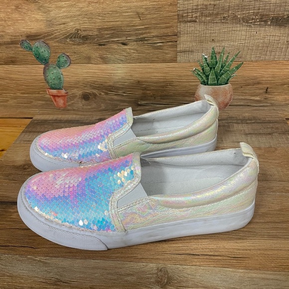 Cat & Jack girls sequin slip on sneakers size 4 unicorn - Picture 4 of 5